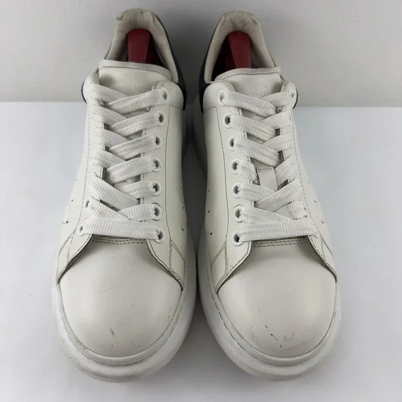 Alexander‎ McQueen Oversized Sneakers Men's White Leather Black Heel Size 43